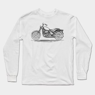 Vintage motorcycle hand-drawn illustration Long Sleeve T-Shirt